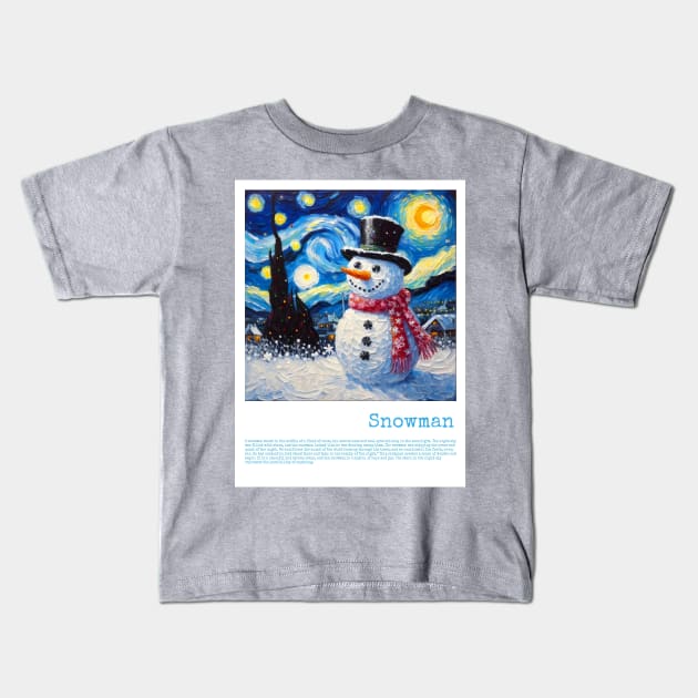 Smile Snowman in starry night Kids T-Shirt by FUN GOGH